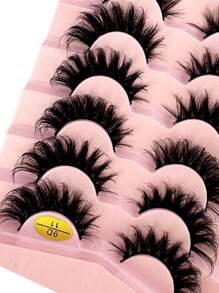 HBZGTLAD 7 Pairs Soft & Fluffy Cat Eye Fake Lashes, 8D Thick 3D Synthetic Mink Lashes, Soft & Natural-Looking Long Cross False Eyelashes For Dramatic Makeup