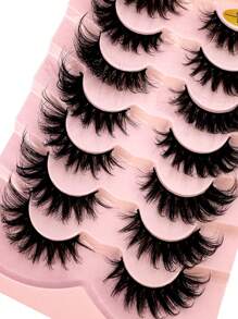 HBZGTLAD 7 Pairs Soft & Fluffy Cat Eye Fake Lashes, 8D Thick 3D Synthetic Mink Lashes, Soft & Natural-Looking Long Cross False Eyelashes For Dramatic Makeup