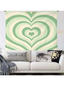 心形印花掛毯用於家居裝飾現代織物掛牆裝飾 - 綠色 - 查看 3