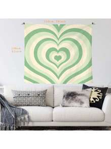 心形印花掛毯用於家居裝飾現代織物掛牆裝飾 - 綠色 - 查看 4