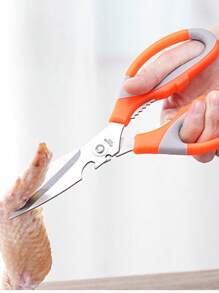 1 pieza Tijera de cocina de acero inoxidable carne fuerte moderno multifuncional para cocina - Naranja - Ver 2