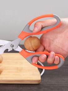 1 pieza Tijera de cocina de acero inoxidable carne fuerte moderno multifuncional para cocina - Naranja - Ver 3