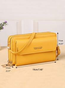 女士小钱包多拉链单肩包，便携式手提包，斜挎包，手拿包，手机套，轻便现代商务信用卡身份证现金手机钱包，商务休闲教师节教师礼物工作商务通勤旅行假期办公室度假周年纪念日情侣生日情人节礼物女士白领 - 黃色 - 查看 2