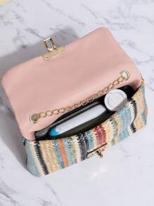 小草編包條紋圖案鏈條帶度假風格 - 彩色 - 查看 4