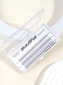 漫畫睫毛,C-0.079-13mm三明治形狀朵毛,1盒化學纖維化妝工具適用於睫毛延長 - 黑色 - 查看 1