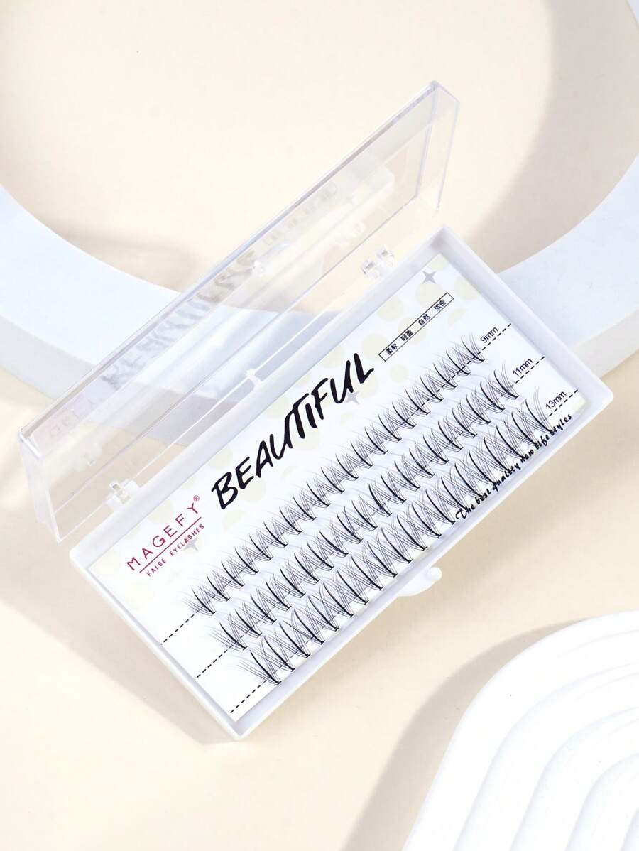 漫畫睫毛,C-0.079-13mm三明治形狀朵毛,1盒化學纖維化妝工具適用於睫毛延長 - 黑色 - 查看 1