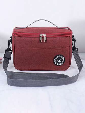 1入組大容量離子氧化物牛津布午餐袋，便攜式肩帶和鋁箔隔熱，適用於大容量存儲