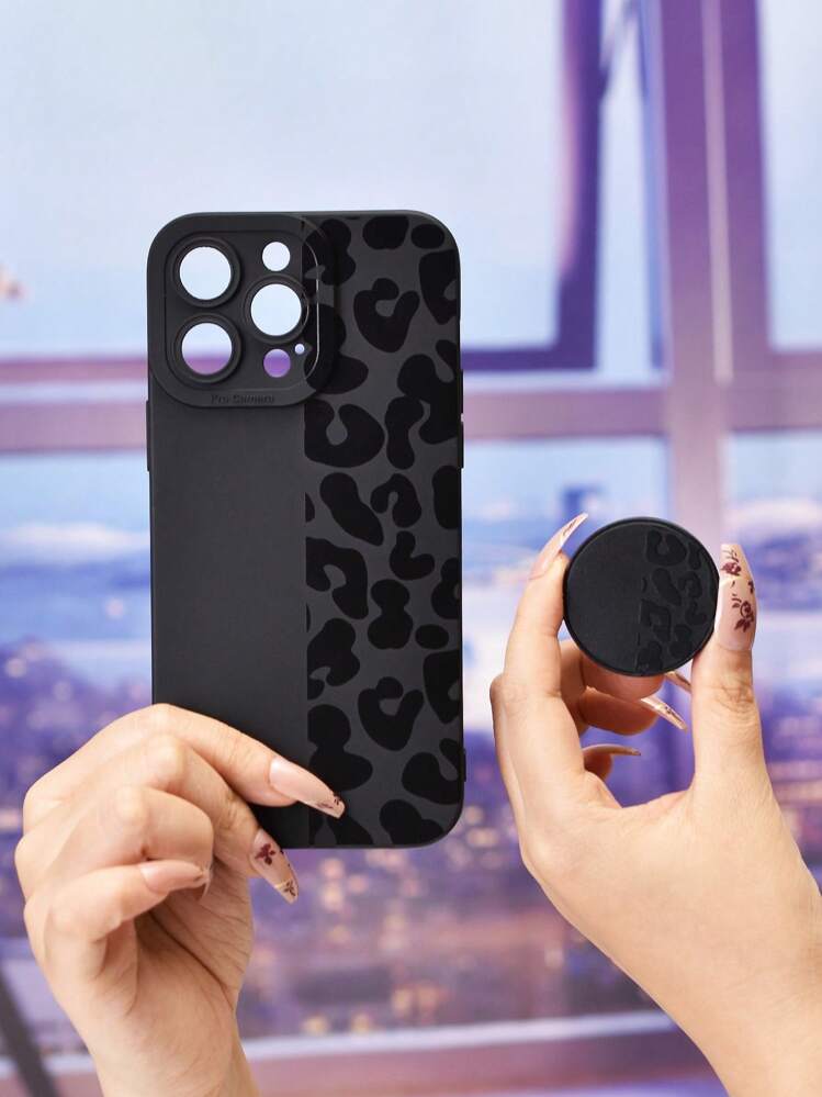 Boîtier De Téléphone Noir À Imprimé Léopard Mat - Multicolore - Voir 4