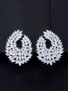 1 Đôi Bông Tai Đính Đá Cubic Zirconia Trang Trí Quyến Rũ Cho Nữ Cho Tiệc Cưới - trắng - Xem 2