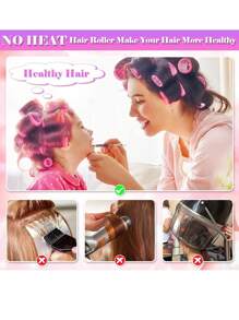 30 件自粘式卷发筒套装，适合不同头发长度，卷发筒和夹子套装，含 18 个卷发器自握式固定卷发筒和 12 个不锈钢鳄鱼发夹，无热卷发器带夹子，可作为 DIY 发型设计工具 - 玫紅色 - 查看 7