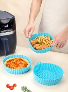 1 Giấy Da Silicon, Cuộn Giấy Da Màu Xanh Hiện Đại Cho Nồi Chiên Không Khí Nhà Bếp Nồi Chiên Không Dầu Air Fryer Lót Nồi Chiên Không Khí Giấy Airfryer Air Frier - Màu xanh lam - Xem 3
