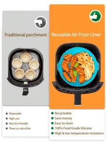 1 Giấy Da Silicon, Cuộn Giấy Da Màu Xanh Hiện Đại Cho Nồi Chiên Không Khí Nhà Bếp Nồi Chiên Không Dầu Air Fryer Lót Nồi Chiên Không Khí Giấy Airfryer Air Frier - Màu xanh lam - Xem 9
