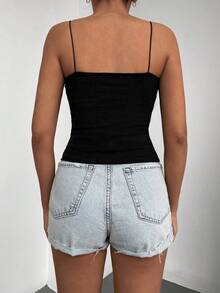 Cottnline Solid Cami Top - Black - View 2