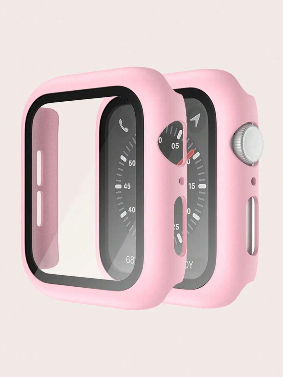 二合一手錶殼和屏幕保護膜適用於Apple Watch - 粉色 - 查看 1