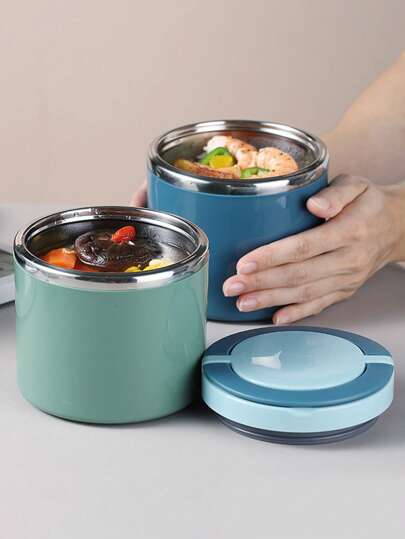 630/1000ml 不锈钢保温午餐盒套装带手柄，便携式大容量食品容器，配筷子勺子，厨房，圣诞礼物