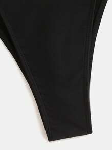 Swim SXY 蕾絲拼接吊脖側繫帶比基尼泳裝 - 黑色 - 查看 4