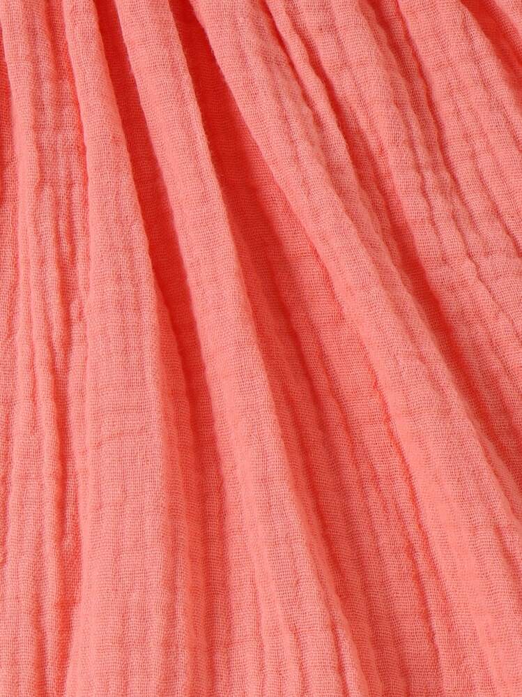SHEIN Petite fille Robe à volants à bouton avec bandeau - Rose orangé - Voir 6