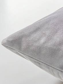 1入組無填充物字母刺繡靠墊套灰色纖維抱枕套適用於沙發、沙發 - 灰色 - 查看 4