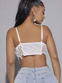 Hauture 蕾絲覆蓋 前扣綁帶背心上衣 - 白色 - 查看 2