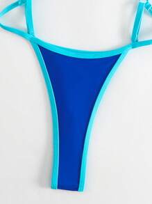SHEIN Swim SXY Bañador una pieza unido en contraste con abertura - azul real - Ver 5
