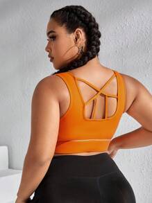 Yoga Sxy Plus Crisscross Back Sports Bra - Orange - View 3
