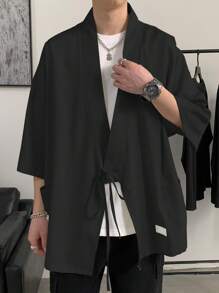 Manfinity Hypemode Lỏng lẻo Nam Kimono Với Vá lại Đồ trang trí , Túi Kép Và Thả vai Thiết kế - màu đen - Xem 4