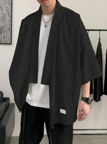 Manfinity Hypemode Lỏng lẻo Nam Kimono Với Vá lại Đồ trang trí , Túi Kép Và Thả vai Thiết kế - màu đen - Xem 5