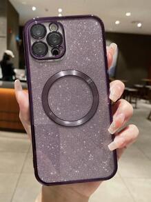 透明磁性防摔手機殼帶閃光紙 - 紫色 - 查看 1