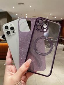 透明磁性防摔手機殼帶閃光紙 - 紫色 - 查看 2