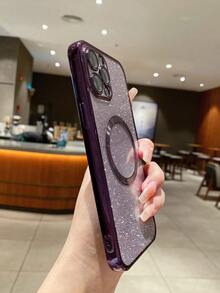 透明磁性防摔手機殼帶閃光紙 - 紫色 - 查看 4