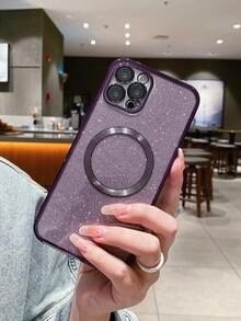 透明磁性防摔手機殼帶閃光紙 - 紫色 - 查看 5