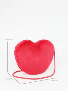 Kids Heart Design Flannelette Crossbody Bag - Red - View 3