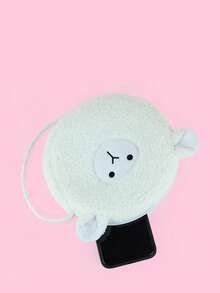 Kids Sheep Design Flannelette Zipper Crossbody Bag - White - View 4