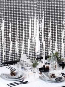 1 pieza de cortina de borla metálica, decoración de fondo de fiesta de plástico plateado, para decoración de fiesta - Plateado - Ver 6