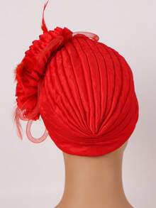 1 chiếc khăn quấn đầu thời trang cho nữ trang trí hoa - Đỏ - Xem 2