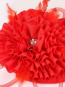 1 chiếc khăn quấn đầu thời trang cho nữ trang trí hoa - Đỏ - Xem 3