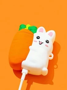 Cartoon Rabbit & Carrot Design Case Compatible With AirPods - Multicolor - View 2