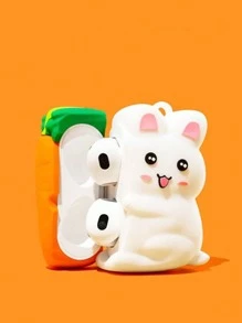 Cartoon Rabbit & Carrot Design Case Compatible With AirPods - Multicolor - View 3