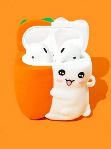 Cartoon Rabbit & Carrot Design Case Compatible With AirPods - Multicolor - View 4