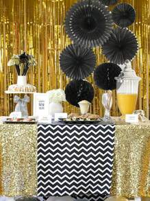 1pc Metallic Tassel Curtain, Gold Plastic Party Backdrop Decoration, For Party Decor - Gold - View 6