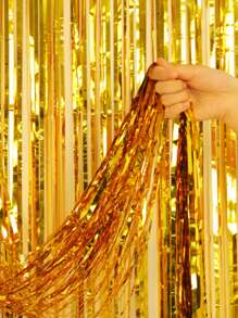 1pc Metallic Tassel Curtain, Gold Plastic Party Backdrop Decoration, For Party Decor - Gold - View 7
