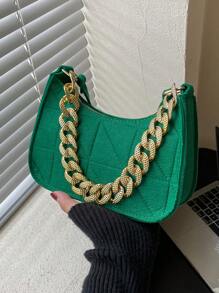 Mini Hobo Bag Stitch Thiết kế chuỗi trang trí cảm thấy - màu xanh lá - Xem 1