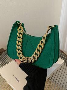 Mini Hobo Bag Stitch Thiết kế chuỗi trang trí cảm thấy - màu xanh lá - Xem 7