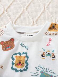 SHEIN 男嬰卡通和字母圖案T恤和短褲 - 彩色 - 查看 3