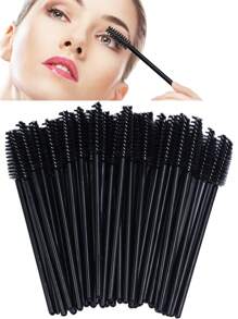 Disposable Eyelash Brush, 50pcs Plastic Makeup Tool For Daily Use - Black - View 1