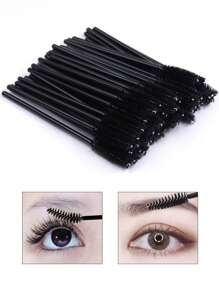 Disposable Eyelash Brush, 50pcs Plastic Makeup Tool For Daily Use - Black - View 5