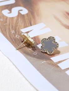 1 Tinh Tế Hợp Kim Kẽm Đính Đá Cubic Zirconia Trang Trí Hoa Thiết Kế Bông Tai Nữ Cho Quà Tặng - Xám - Xem 2