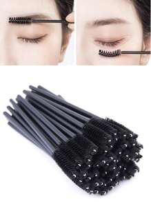 Disposable Eyelash Brush, 50pcs Plastic Makeup Tool For Daily Use - Black - View 6