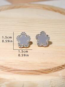 1 Tinh Tế Hợp Kim Kẽm Đính Đá Cubic Zirconia Trang Trí Hoa Thiết Kế Bông Tai Nữ Cho Quà Tặng - Xám - Xem 5
