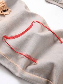 Men Embroidery Detail Ripped Frayed Jeans - Light Wash - View 5